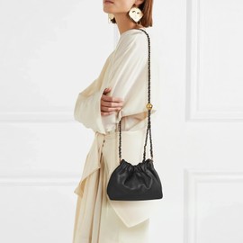 ANKICK Womens Leather Chain Hobo Bag Tote Shoulder Handbag Crossbody Bags Trendy Drawstring Small Bag Dating Tote Purse