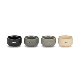 DEMDACO Mini Pinch Condiment Spice Bowls, 2 Inch Ceramic Stoneware, Neutral Tones - Assorted Set of 4