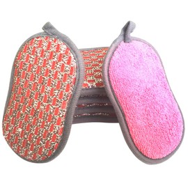 Esponjas multiusos para fregar la cocina, sin arañazos, doble cara, esponja de microfibra de doble efecto junto con una limpieza de platos sin esfuerzo de alta resistencia, paquete de 6 (rojo)