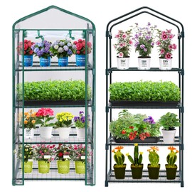 Purlyu Mini Greenhouse for Indoor Outdoor, Plant Green House 4-Tier Rack Stand Portable Greenhouses with Durable PVC Cover for Seedling, 2.5x1.6x5.2 FT,Ideal Gardening Gifts for Women Men(PLGH704P)