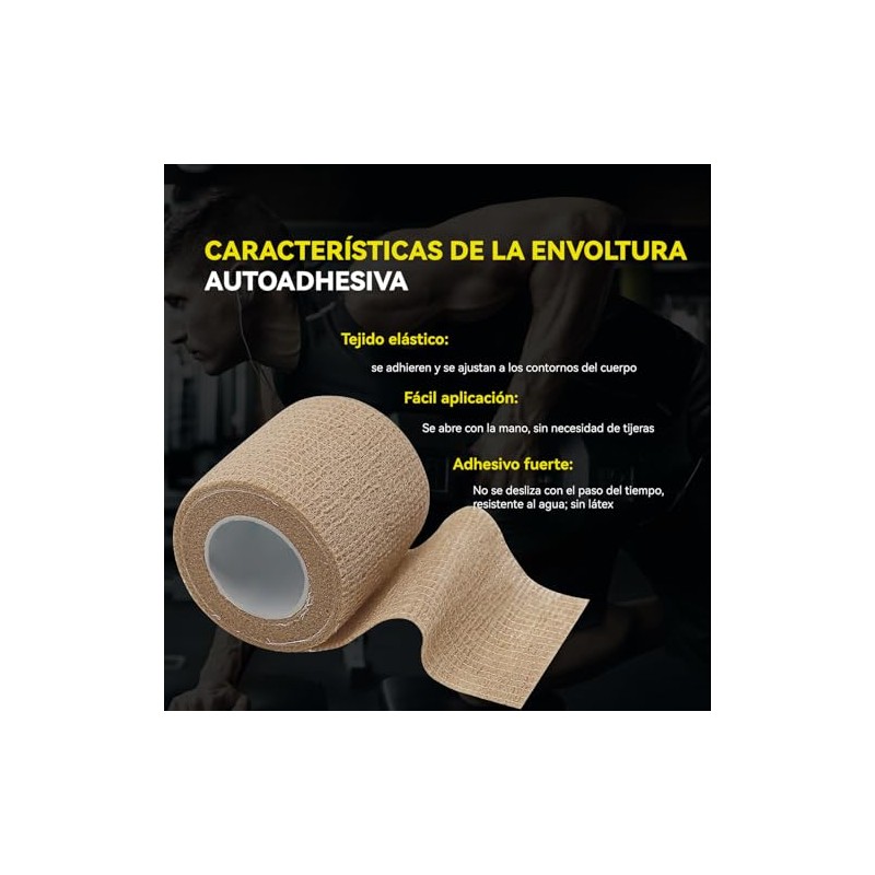 12 Rollos De Vendaje Autoadhesivo, Cinta Deportiva Elástica, 5cm X
