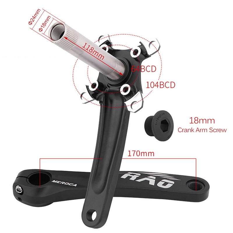 Mountain Bike Right Left Crank Arms Single Crank Ring Bottom