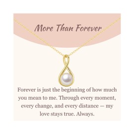GAVU 14K Gold Plated Infinity Necklace for Women, Pearl Drop Pendant Freshwater Pearl Necklace for Women