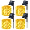 JMEXSUSS 4 Pack 100 LED Solar Fairy Lights, 33ft Warm