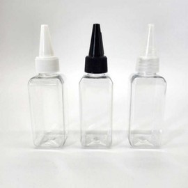 Pointed Cap Square Dispensing Empty Bottle 50ml Transparent Double Cap 7ea