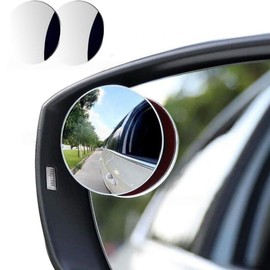 2 - Piece Set of 2 - Inch Round Frameless High - Definition Convex Blind Spot Mirrors: Wide - Angle Adjustable Rear - View Mirrors with Stick for Car, SUV, and Trucks