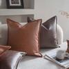 Neelvin Faux Leather Decorative Throw Pillow Covers Modern Solid 12x20