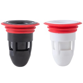 Shower Floor Drain Backflow Preventer, 2Pcs One-Way Drain Valve Sewer Core Anti-Odor Pipe Plug for Kitchen Bathroom (White & Black)