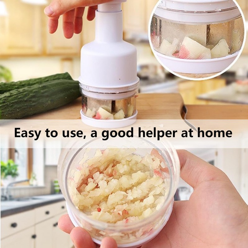 Stainless Steel Garlic Press and Onion Chopper - Manual Vegetable