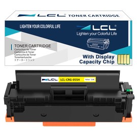 LCL 055H Yellow High Yield Toner Cartridge with Chip Displaying Remaining Toner Level Replacement for Canon 055 CRG-055 CRG-055H for MF743Cdw MF741Cdw MF746Cdw MF740C MF745Cdw LBP664Cdw (1-Pack)