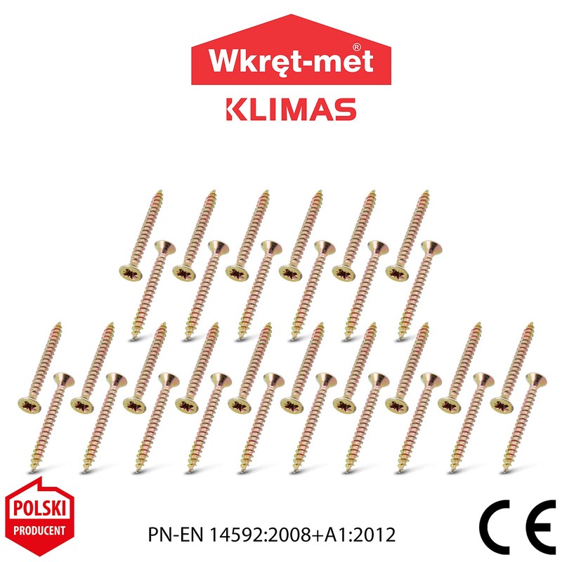 Klimas® Hardened Wood Screws Chipboard Screws Countersunk Head with PZ