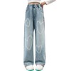 NABER Kids Girls' Casual Elastic Waist Denim Pants Heart Pattern