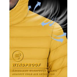 TACVASEN Mens Insulated Jacket With Hood Lightweight Jacket Warm Jacket Packable Jacket Down Alternative Jacket Puffy Coat Water-Repellent Jacket