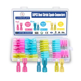 50PCS Heat Shrink Spade Connectors - Electrical Wire Crimp Connector. Quick Disconnect Connectors.Female and Male Spade terminlas for Watercraft,Electronics,Automotive Crimp Connectors