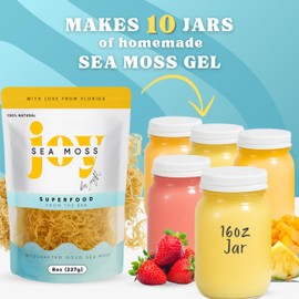 Joy Sea Moss Wildcrafted Irish Sea Moss - 100% Natural Raw Dried Seamoss from St. Lucia | Makes 150 + oz Gel | No additives - 8oz Bag