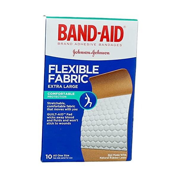 Band-Aid Brand Flexible Fabric Adhesive Bandages for Wound Care & First Aid, Extra Large Size, X-Large, 10 Count,(Pack of 3)