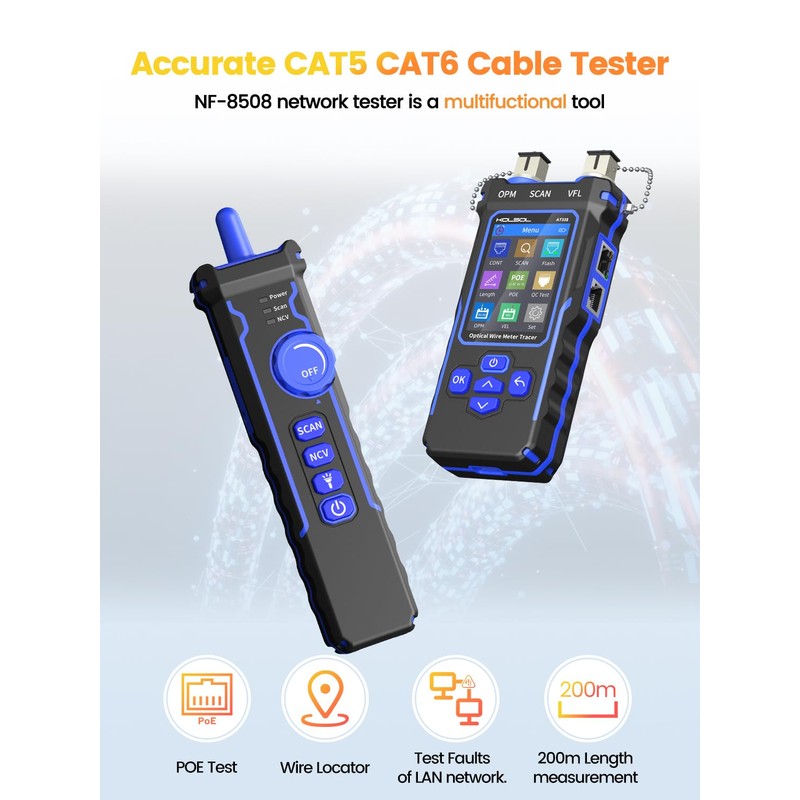 KOLSOL Network Cable Tester with Optical Power Meter, CAT5 CAT6