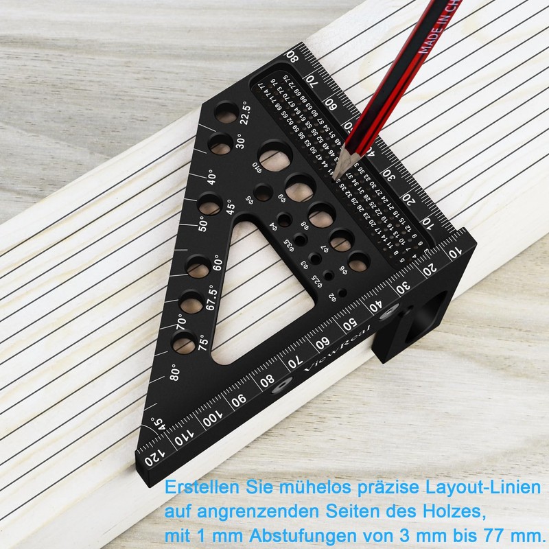 3D Mitre Square Multifunctional 22.5-90 Angle Measure Aluminium Alloy High
