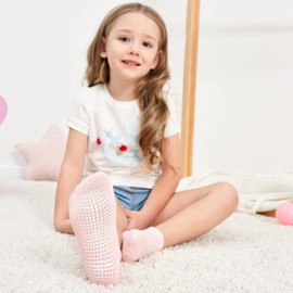 ZAPLES Baby Girls Non Slip Grip Ankle Socks with Anti Skid Soles for Infants Toddlers, Girls - 12 Pairs, 0-6 Months