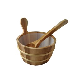 Premium Cedar Sauna Bucket Set with Wooden Scoop Ladle and Durable Liner – Ideal for Traditional Finnish Saunas, Steam Rooms, and Home Spa Relaxation