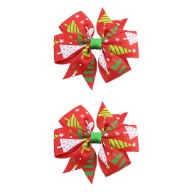 J.H LIVING 2Pcs Christmas Bows For Girls Christmas Hair Accessories Colorful Xmas Boutique Headwear Accessories Snowflake Snowman Gloves Pattern Crocodile Hairpin Gift For New Year's Day (E)