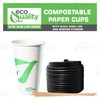 16 oz Compostable Paper Cups with Black Dome Lids and