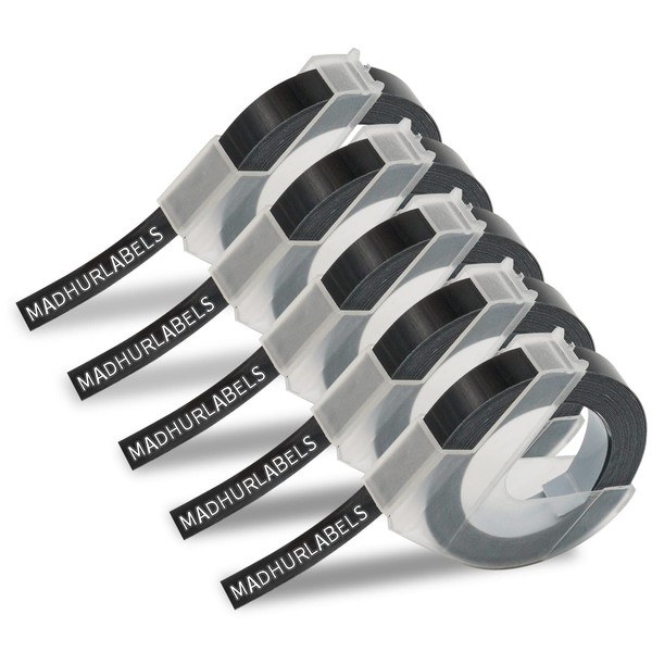 5 X Embossing Label Tape Compatible with Dymo Omega Tape,