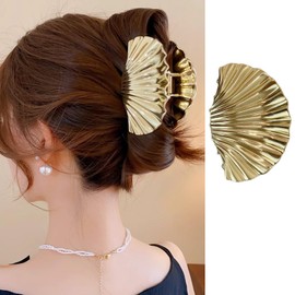 FRUZJAY Shell Hair Clips for Women, Gold Metal Hair Claw Clips Summer Beach Hair Jaw Clamp Large Strong Hold Hair Catch Clips Cute Hairpin Seashell Holiday Hair Styling Accessories for Thick Thin Hair