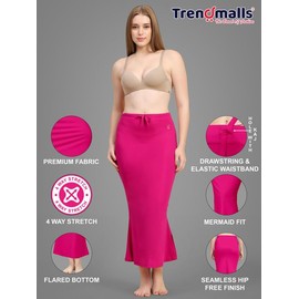 TRENDMALLS Women's Polyester Spandex Saree Shapewear Petticoat for Women, Cotton Blended,Petticoat,Skirts for Women,Shape Wear Dress for Saree Shaper Pink