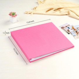 Mublalbum 12x12 Inch Large 3 Ring DIY Scrapbook Photo Album with 20 Plastic Sleeves 40 Pages Linen Cover Folder Binder for Baby Travel Wedding Anniversary and DIY Projects (Pink)