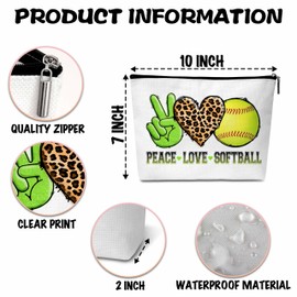 ONDTOM Peace Love Softball Makeup Bags for Teens, Girls Softball Gifts for Players Kids Friends, Softball Accessories-B45