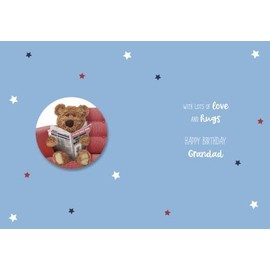 Grandad Birthday Card - Barley Bear Reading the Newspaper Embossed with Foil Details - by ICG