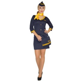 Maylynn 14142, costume stewardess flight attendant with bag., large, blue