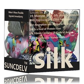 Suncdelv Silk, coleteros 100% de seda para el cabello, 22 momme para evitar arrugas y roturas, tejido natural