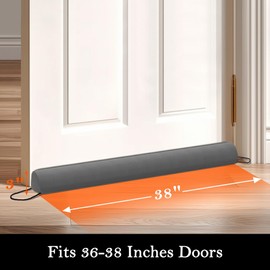 Sunolga 2 Packs 38 Inches 2.2LB Weighted Door Draft Stopper Filled with Glass Beads & Cotton, Removable Machine Washable Sound Proof Under Door Draft Blocker with Anti-Abrasion Bottom for Door, Grey