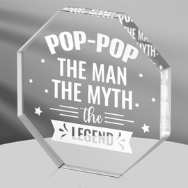 WATINC Appreciation Gifts Award for Pop-pop - Pops Gift for Grandpa, Acrylic Thank You Grandfather Plaque Table Sign, Present Centerpiece Desk Accessories Ideas for Birthday Retirement Thanksgiving