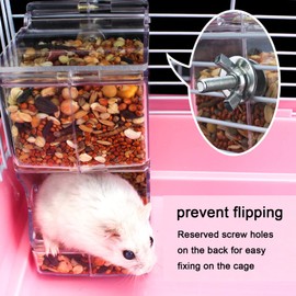 Lucky Interests 2 pcs Hamster Automatic Feeder 300ml, Food Dispenser with Brackets Small Animals Food Bowl for Dwarf Guinea Pig Chinchilla Gerbil Bird Hedgehog Ferret with 2 Spoon