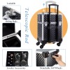 Rolling Makeup Case on Wheels 4 Tray Cosmetic Trolley with