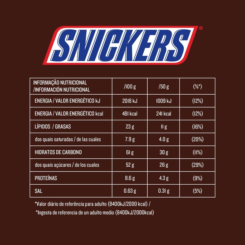 Snickers Bar with Caramel and Roasted Peanuts Chocolate Covered, 24