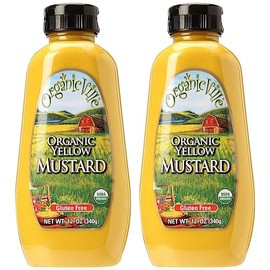 Organicville Yellow Mustard - Mustard Yellow Organic, Yellow Mustard, Vegan, Gluten Free, USDA Organic, Non-GMO, Paleo, Keto-Friendly Mustard - 12 Oz, 2-Pack