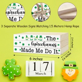 3 Pcs St Patricks Day Table Decor, Irish Lucky Wooden Block Decorative, St Patrick's Day Gnome Tiered Tray Decor, Saint Patricks Day Decorations for Irish Home Irish Pub Farmhouse Shelf Decor, 13