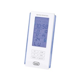 Trevi ME 3108 RC Stazione Meteo con Sensore Esterno Senza Fili, Temperatura, Umidità, Previsioni Meteo, Fase Lunare, Sveglia, Calendario Multilingue, Bianco