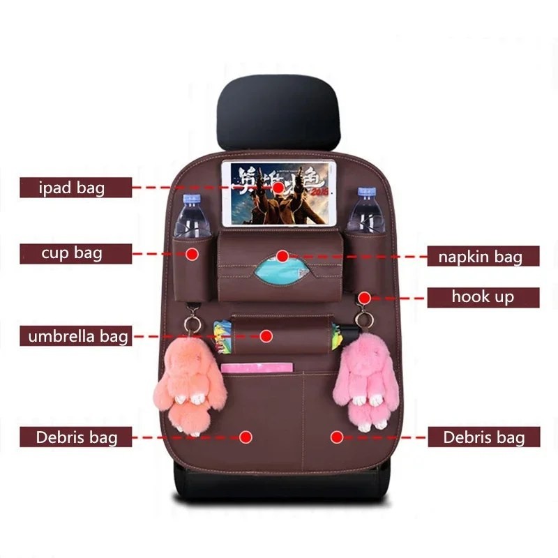 OrganiMax Car Seat Organizer Back – Multi-Pocket PU Leather Storage,