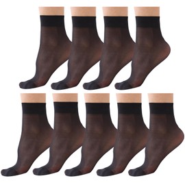 ZIHUA 9 Pairs Ankle Sheer Socks for Women 20 Denier Nylon Ladies Socks (One Size, Black)