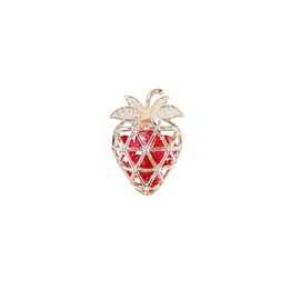 Hollow Out Rhinestone Strawberry Lapel Brooch Pin Cute Crystal Fruit Brooch for Dress Suit Shirt Clothes Accessories Strawberry Lapel Pin Badge Jewelry Gifts