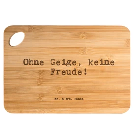 Mr. & Mrs. Panda Bamboo Chopping Board with German Text "Geige Freude - Geschenk, Leidenschaft, Holzbret", Musician, Music, Learning to Play, Trump