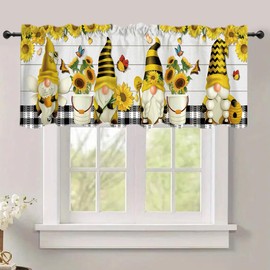 Art Studio 54x18 Inches Farm Bee Sunflower Window Treatment Valance Buffalo Plaid Elf Kitchen Blackout Drapes Bathroom Bedroom Living Room Polyester Fabric Curtains Decorations Supplies