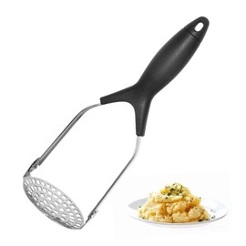 Potato Masher Stainless Steel Potato Masher with Rubber Handle, Vegetable Masher Potato Press, Potato Masher for Dishwasher Safe, Mashed Potatoes, Vegetables, Fruits
