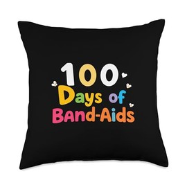 100 Days Of Band-Aids 100 Days Celebration Throw Pillow