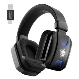 Wired Wireless Gaming Headset, Low Latency, USB 2.4 GHz, Bluetooth 5.3, Wired 3-Way Connection, Gaming Headphones, Detachable Noise Cancellation Microphone, 45 Hours of Continuous Playback, Enhanced